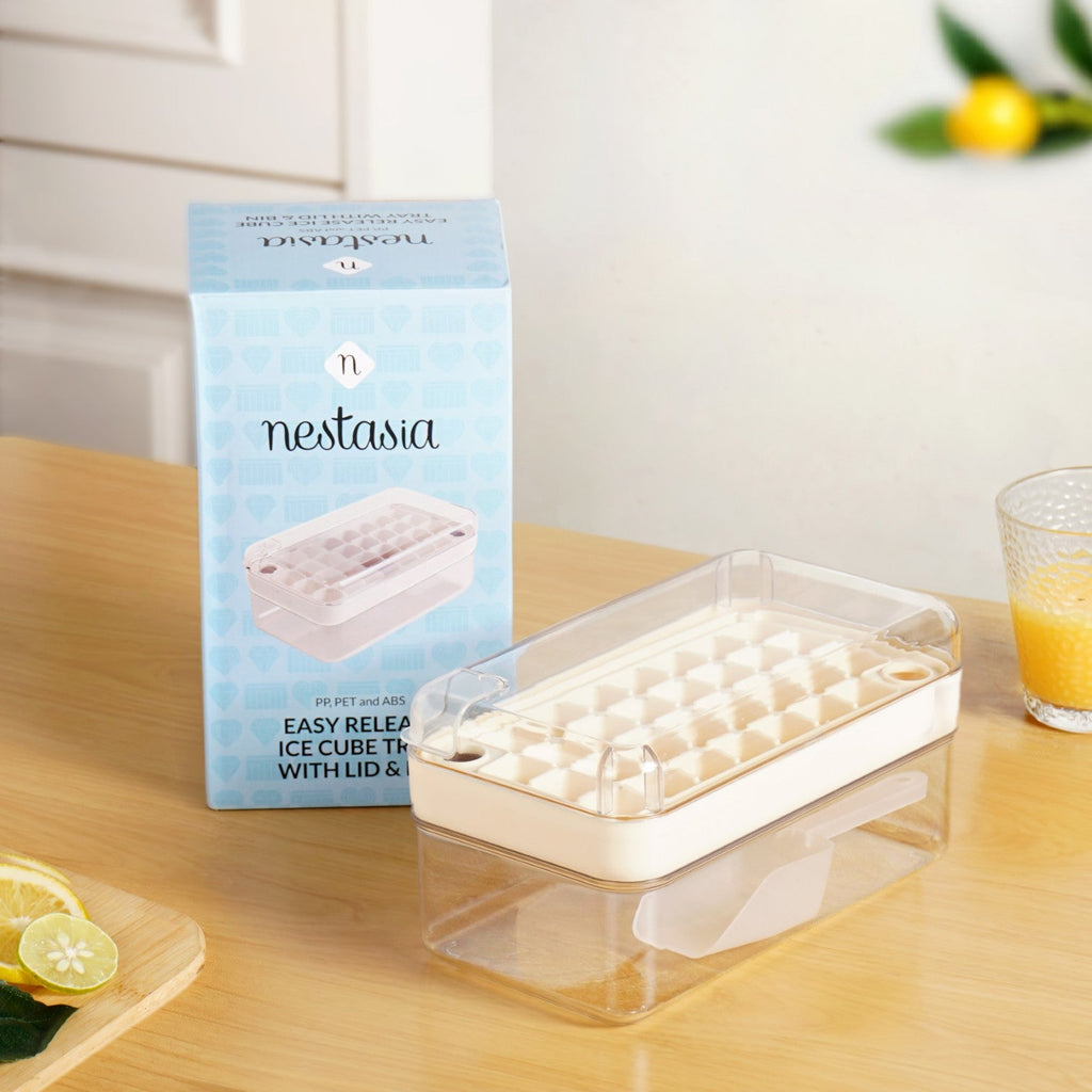 Easy Release Ice Cube Tray With Lid Bin And Scoop Nestasia