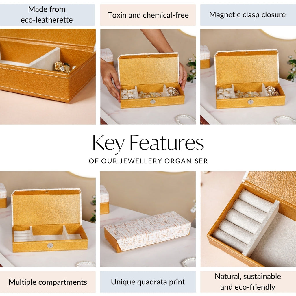 Eco Friendly Quadrata Pattern Sectioned Trinket Case Nestasia