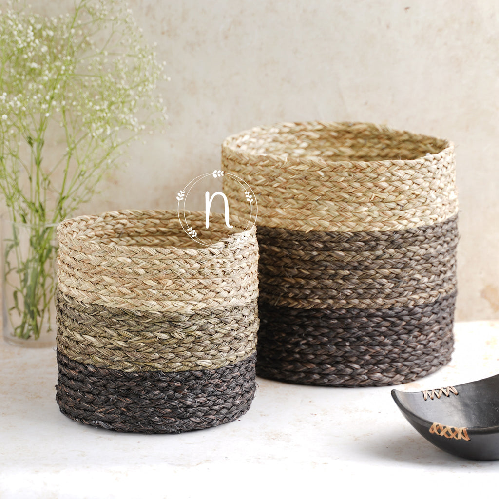 Eco-Friendly Planter Baskets Brown Set of 2 Nestasia