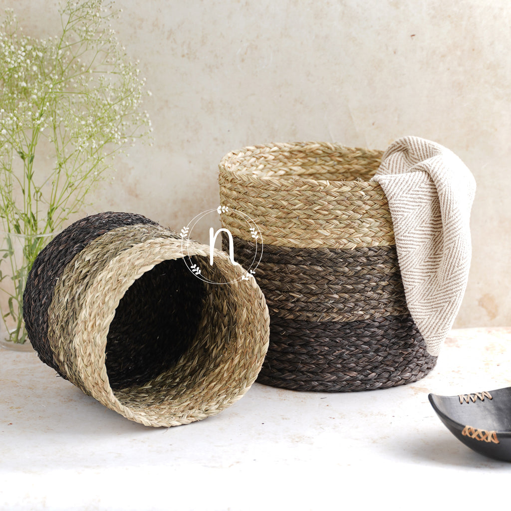 Eco-Friendly Planter Baskets Brown Set of 2 Nestasia
