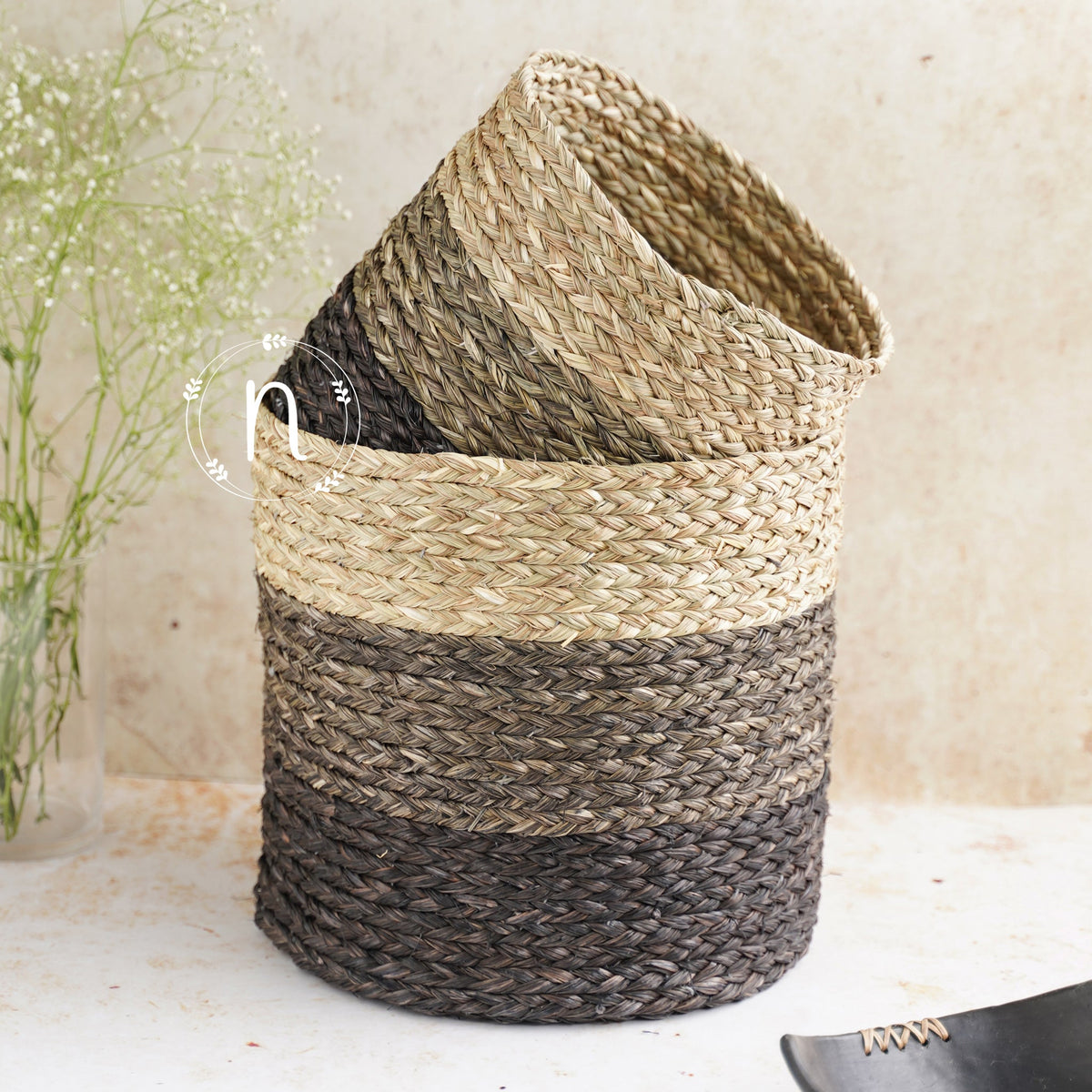 Eco-Friendly Planter Baskets Brown Set of 2 Nestasia