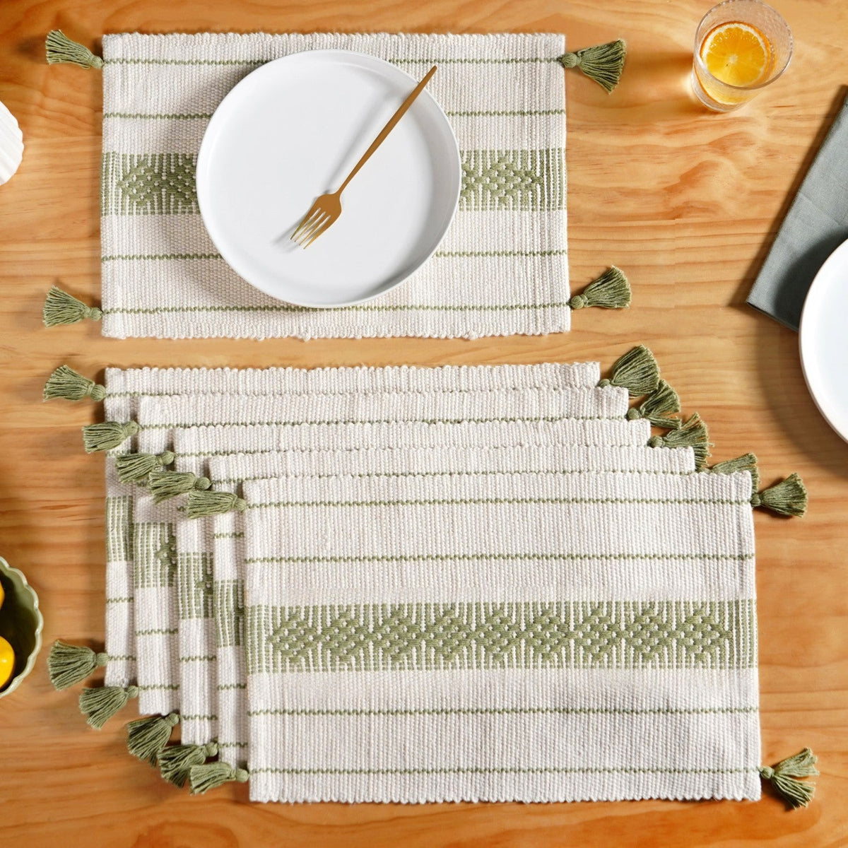 Ecofriendly Cotton Weaving Placemat Set Of 6 Nestasia