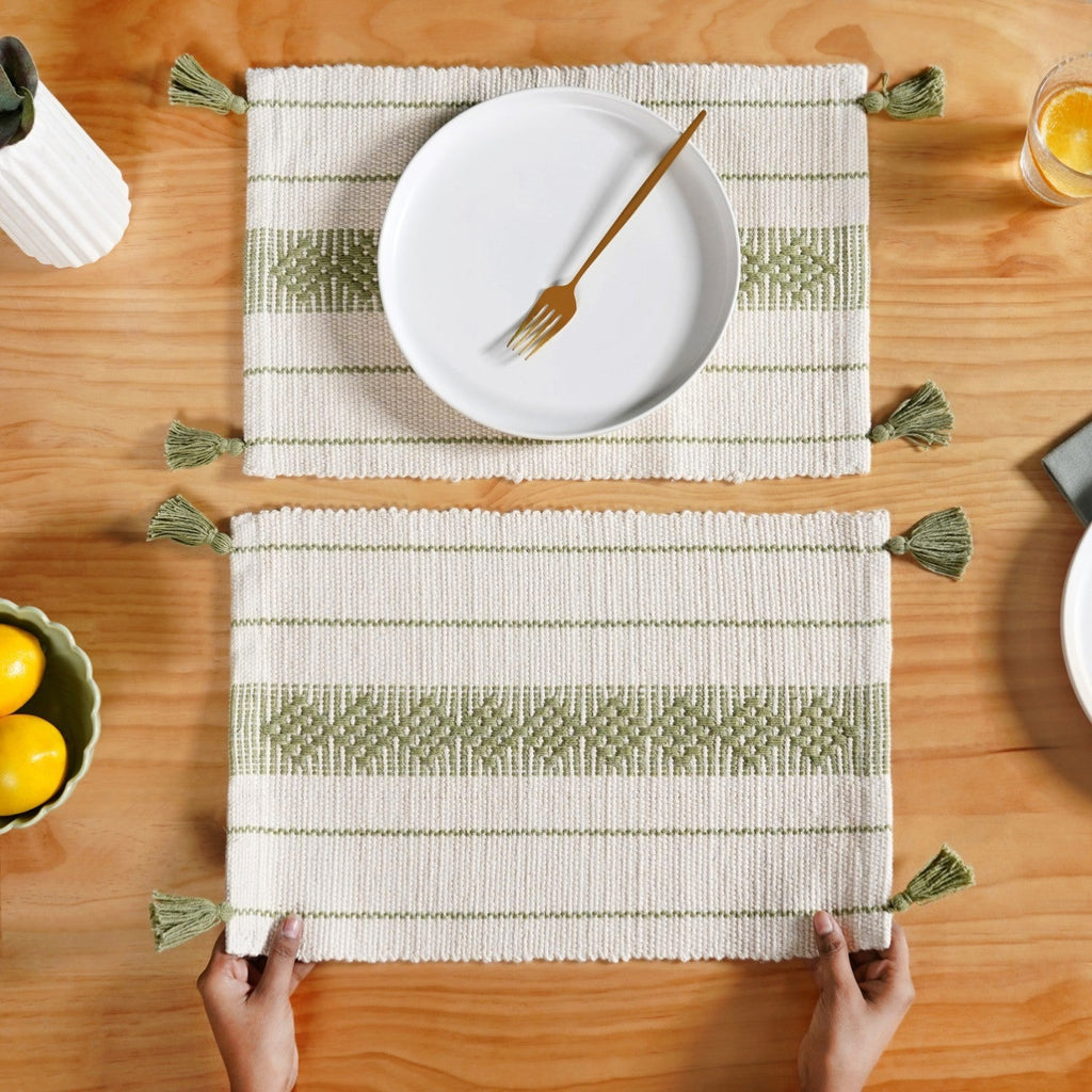 Ecofriendly Cotton Weaving Placemat Set Of 6 Nestasia