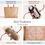 Ecofriendly Handwoven Natural BreezeBag Blush Pink Tote Nestasia