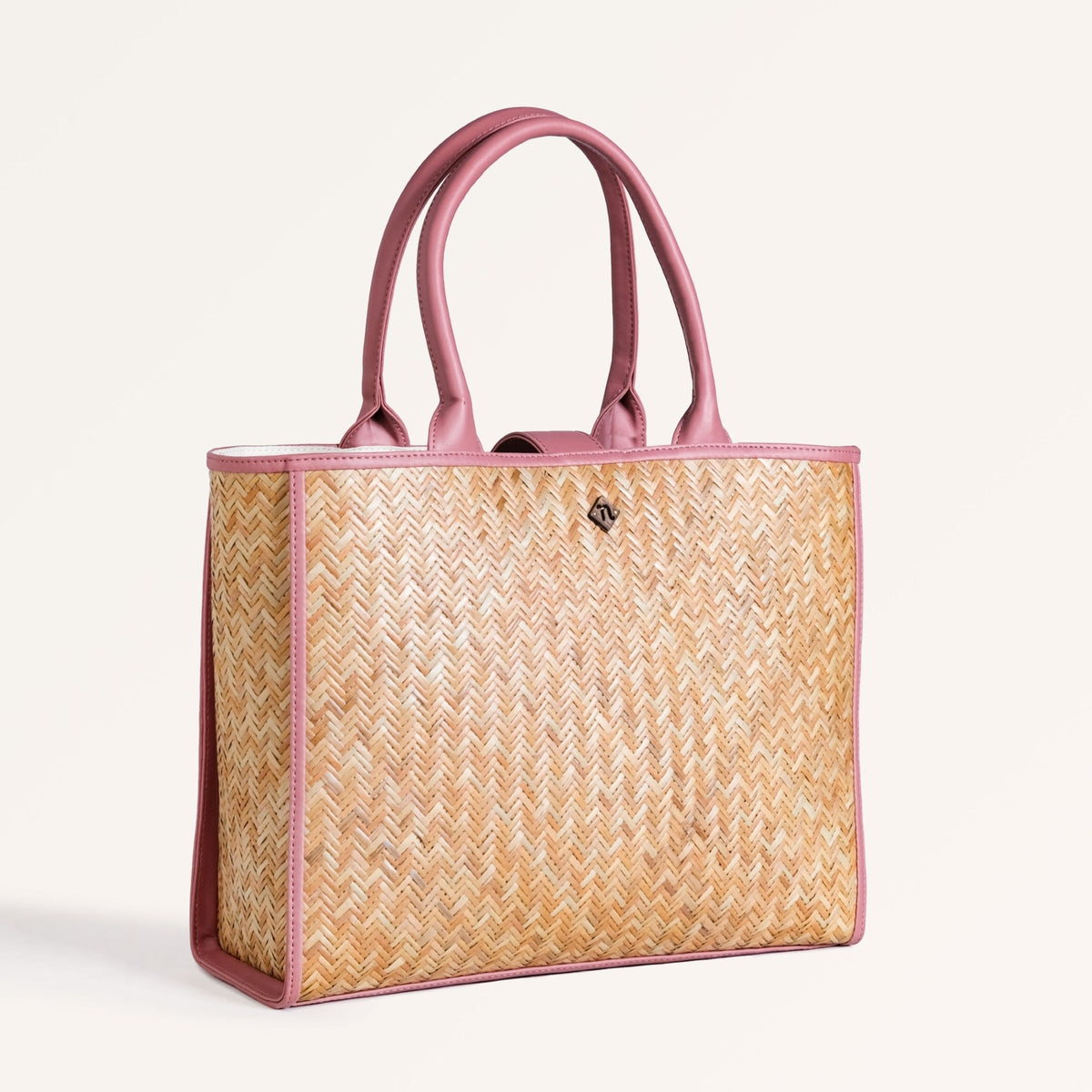 Ecofriendly Handwoven Natural BreezeBag Blush Pink Tote Nestasia