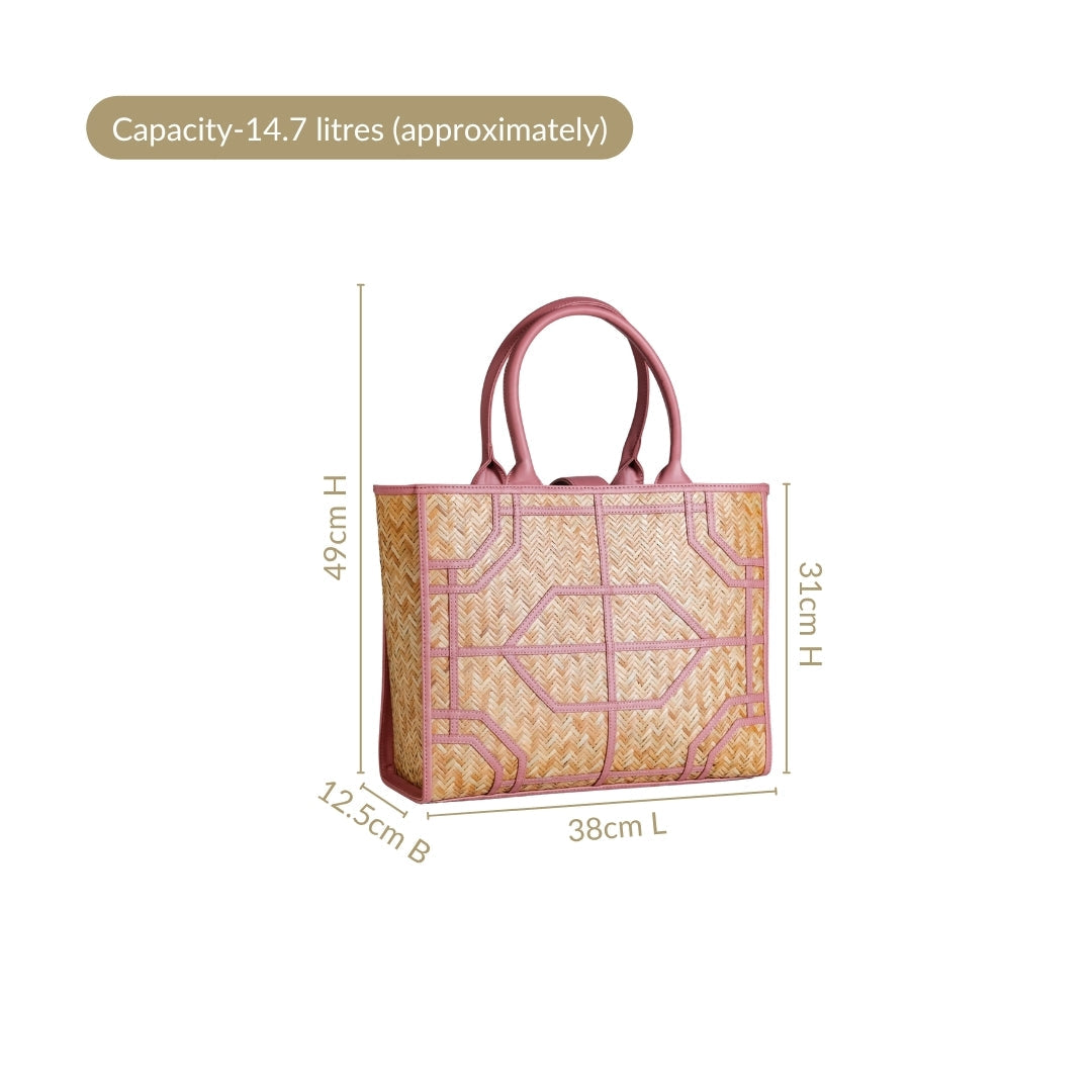 Ecofriendly Handwoven Natural BreezeBag Blush Pink Tote Nestasia