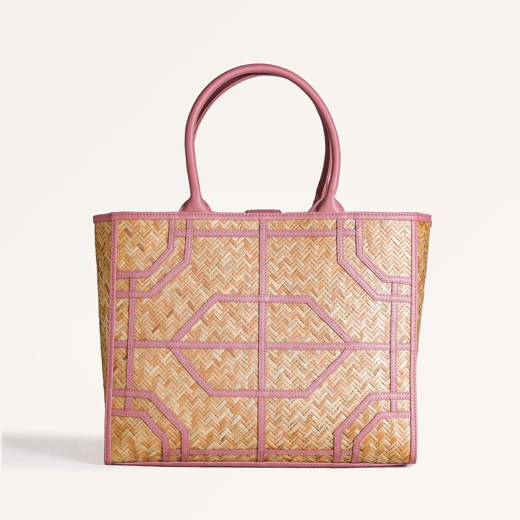 Ecofriendly Handwoven Natural BreezeBag Blush Pink Tote Nestasia