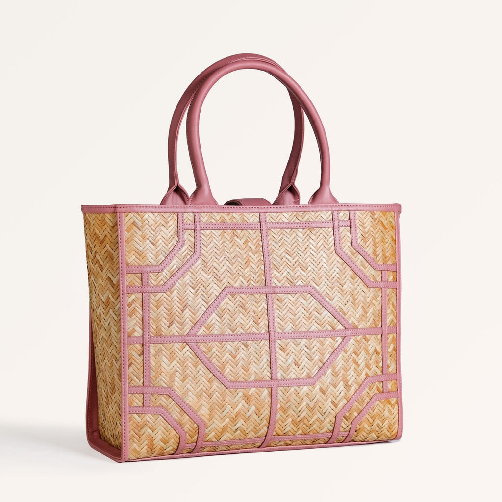 Ecofriendly Handwoven Natural BreezeBag Blush Pink Tote Nestasia