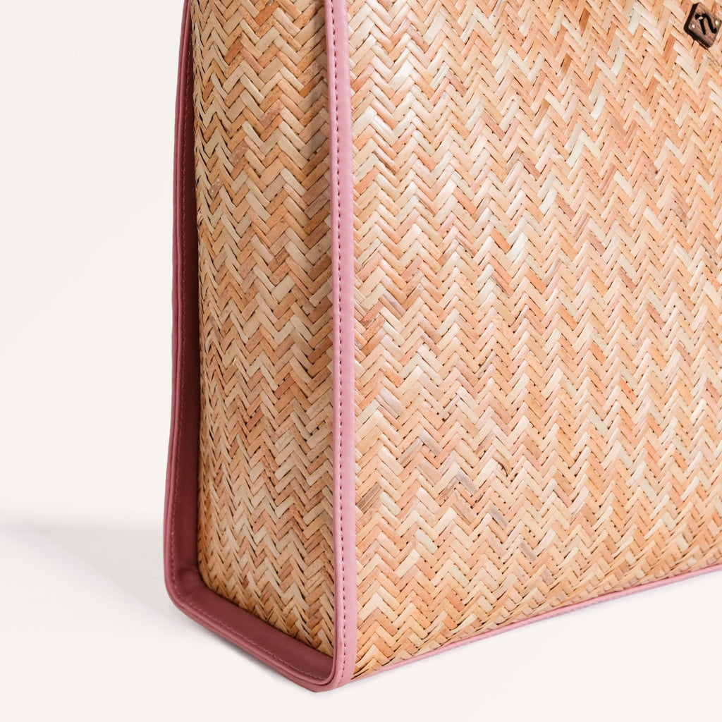Ecofriendly Handwoven Natural BreezeBag Blush Pink Tote Nestasia