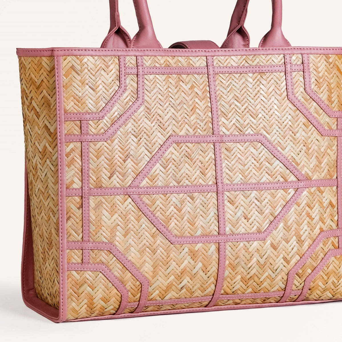 Ecofriendly Handwoven Natural BreezeBag Blush Pink Tote Nestasia