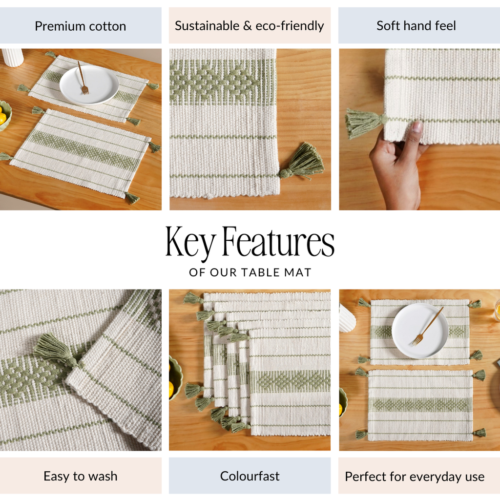 Ecofriendly Cotton Weaving Placemat Set Of 6 Nestasia