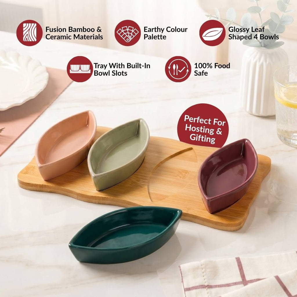 Eden Leaf Platter Set Of 5 Nestasia