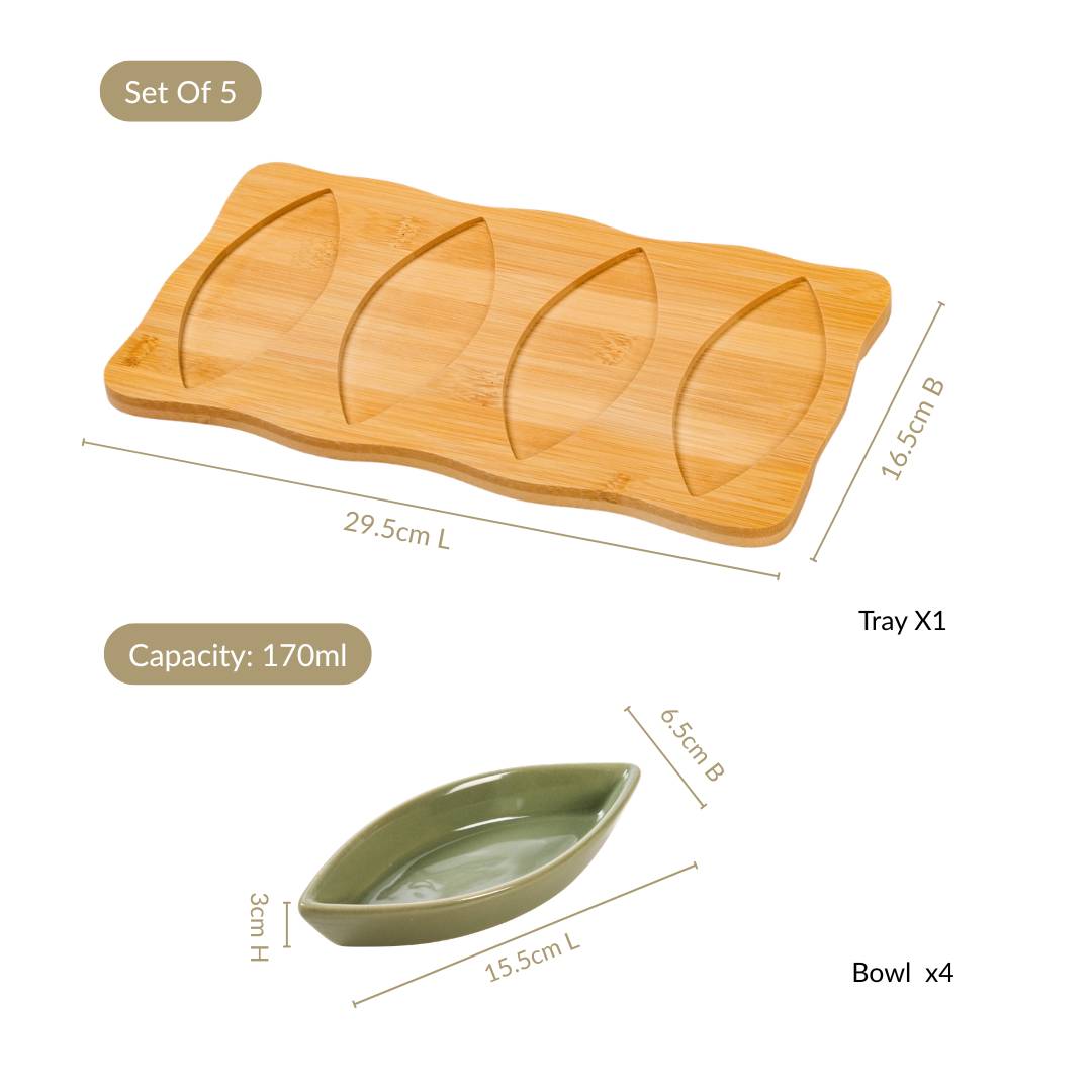 Eden Leaf Platter Set Of 5 Nestasia