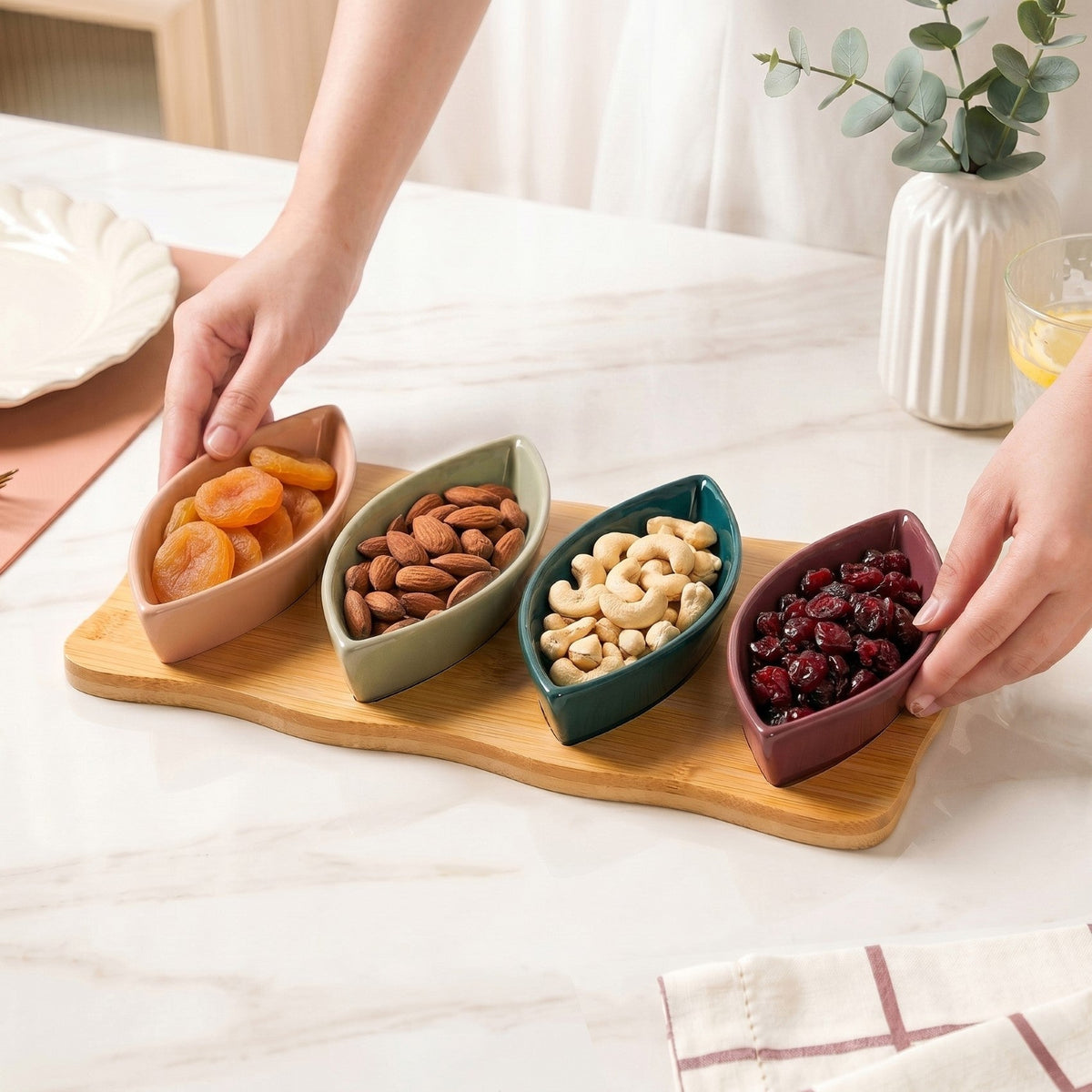 Eden Leaf Platter Set Of 5 Nestasia
