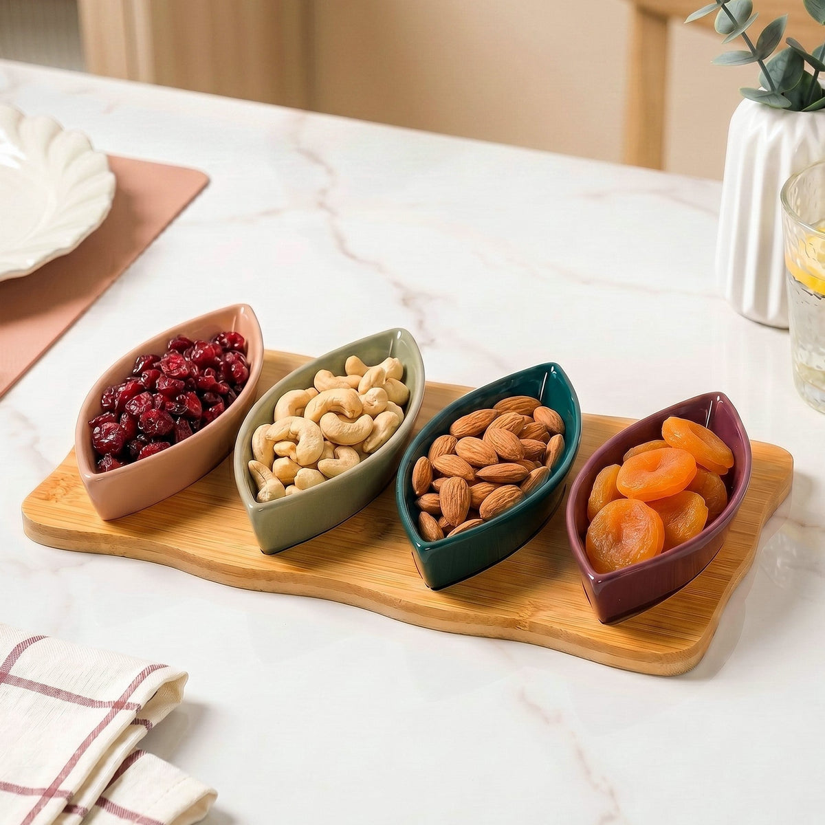 Eden Leaf Platter Set Of 5 Nestasia