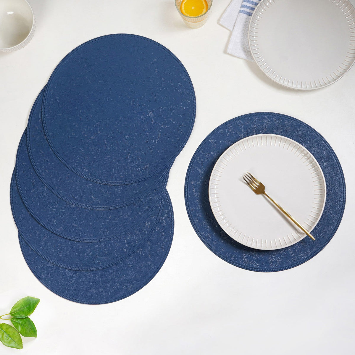 Electric Blue Round Table Mat Set Of 6 Nestasia