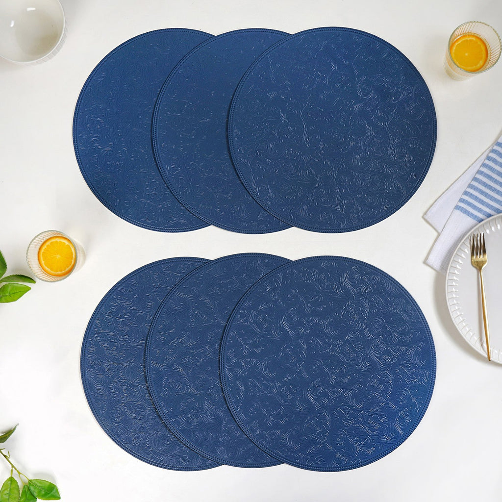 Electric Blue Round Table Mat Set Of 6 Nestasia