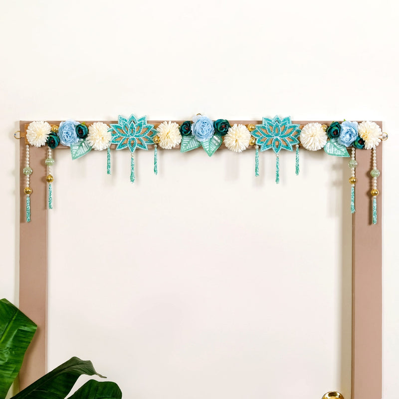 Elegant Floral Toran Decorative For Doors Blue White Nestasia