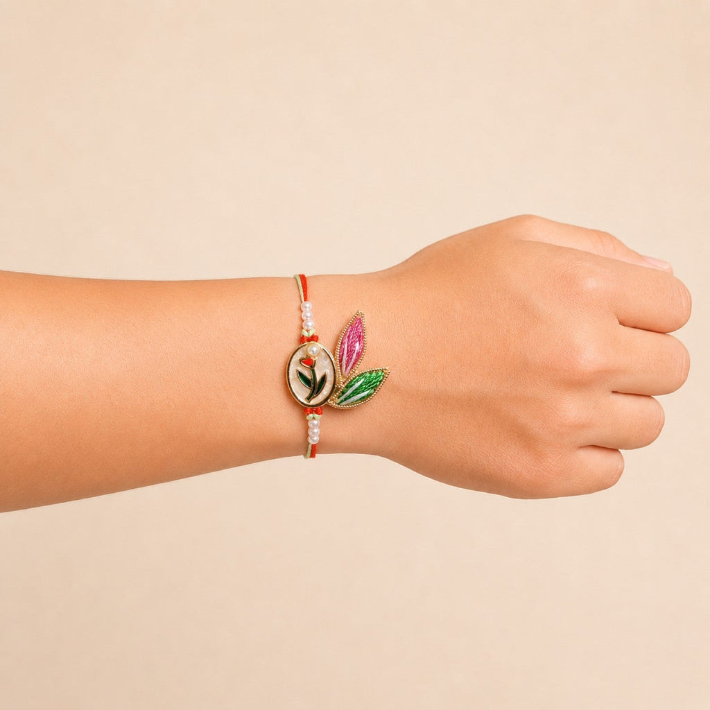 Elegant Petal Rakhi Gift Set Nestasia