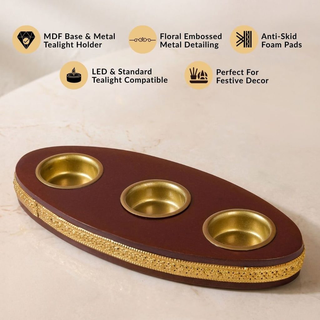 Ember Oval Tealight Holder With Candles Nestasia