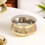 Embossed Pure Brass Handi Cooking Pot With Lid 1600ml Nestasia