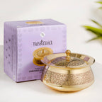 Embossed Pure Brass Handi Cooking Pot With Lid 1600ml Nestasia
