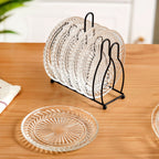 Embossed Dessert Plate Set Of 6 With Stand 14cm Nestasia