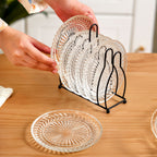 Embossed Dessert Plate Set Of 6 With Stand 14cm Nestasia