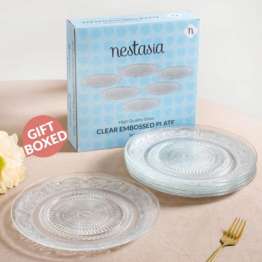 Embossed Dinner Plate Set Of 6 25cm Nestasia