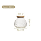 Embossed Glass Jar With Bamboo Lid Set Of 2 1200ml Nestasia