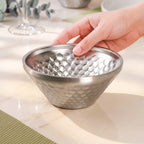 Matte Stainless Steel Honeycomb Double Wall Snack Bowl Silver 460ml Nestasia