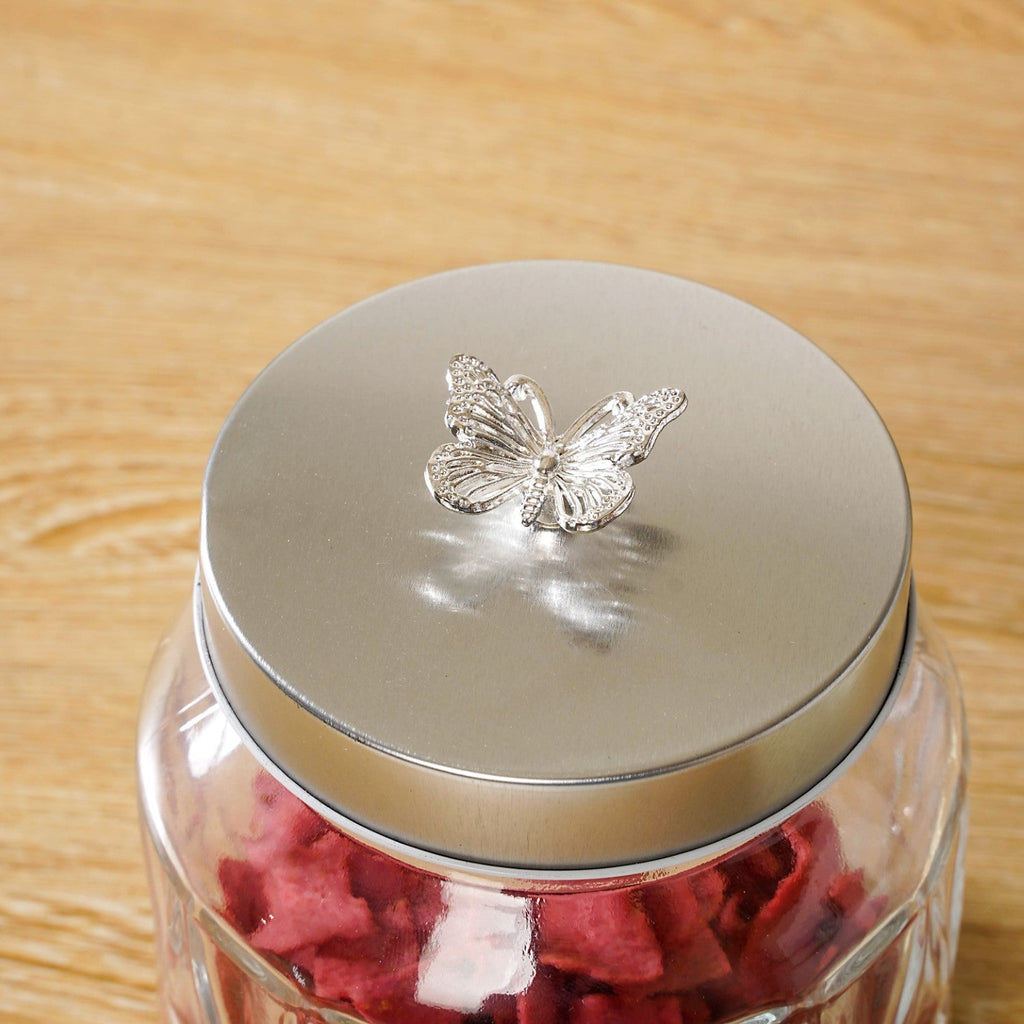 Embossed Jar With Butterfly Lid Set Of 4 700ml Nestasia