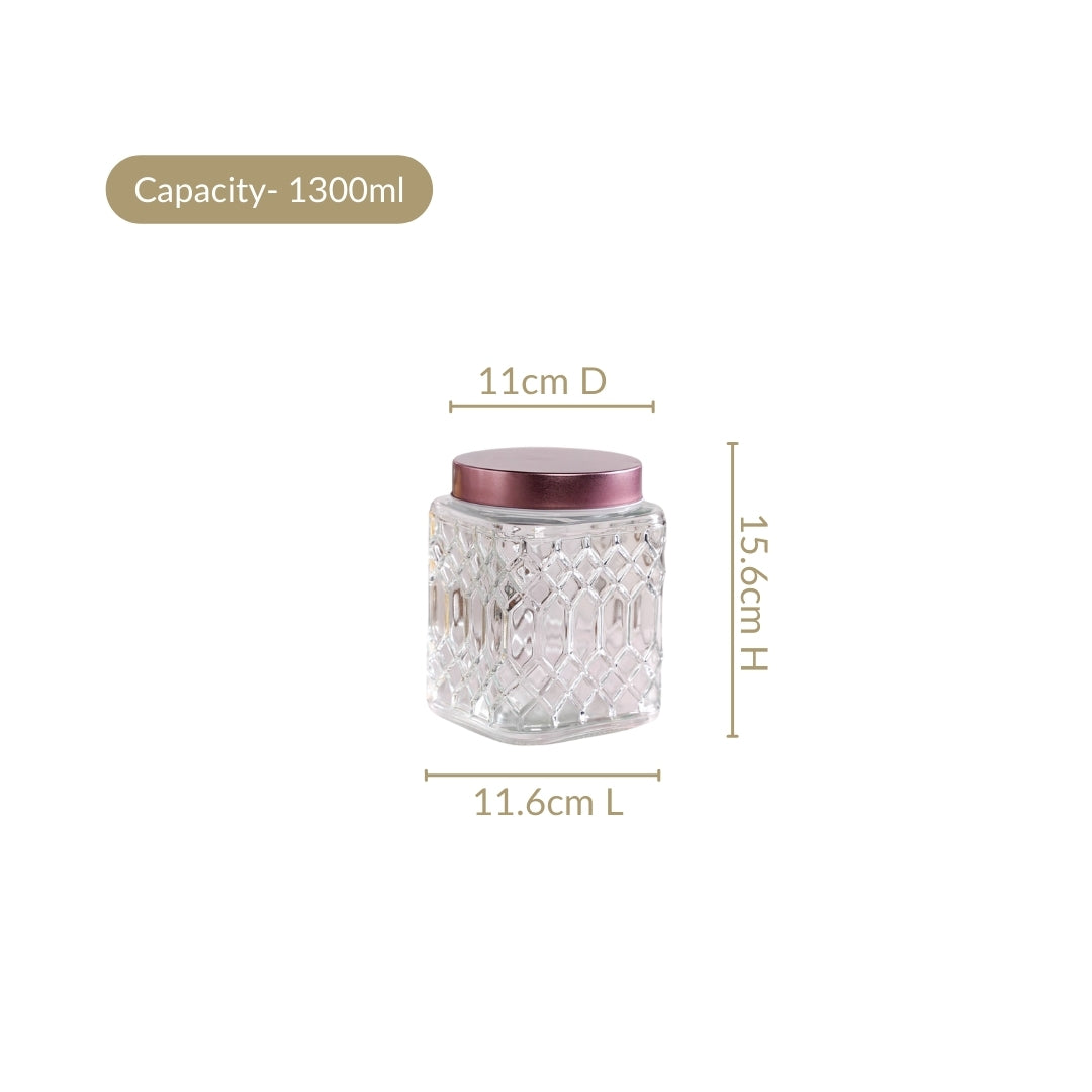 Embossed Kitchen Storage Container With Lids Set Of 4 1300ml Nestasia