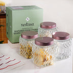 Embossed Kitchen Storage Container With Lids Set Of 4 1300ml Nestasia