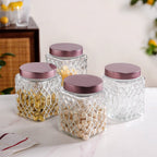 Embossed Kitchen Storage Container With Lids Set Of 4 1300ml Nestasia