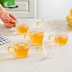 Embossed Leaf Tea Cup Set Of 6 110ml Nestasia