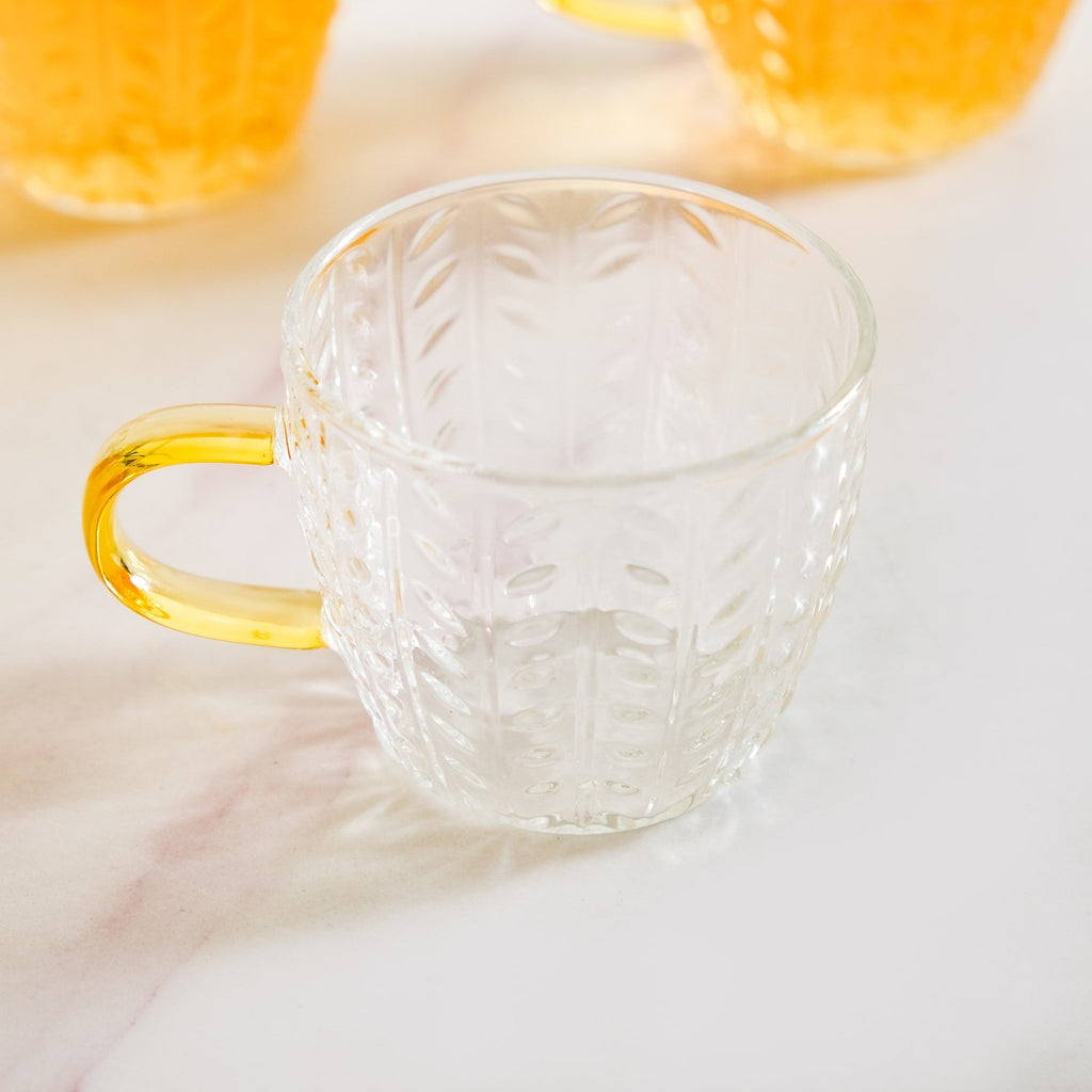 Embossed Leaf Tea Cup Set Of 6 110ml Nestasia