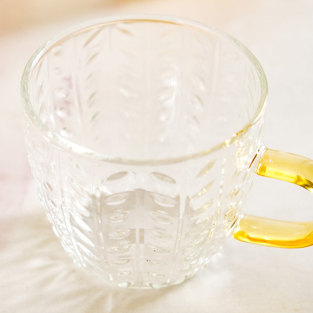 Embossed Leaf Tea Cup Set Of 6 110ml Nestasia