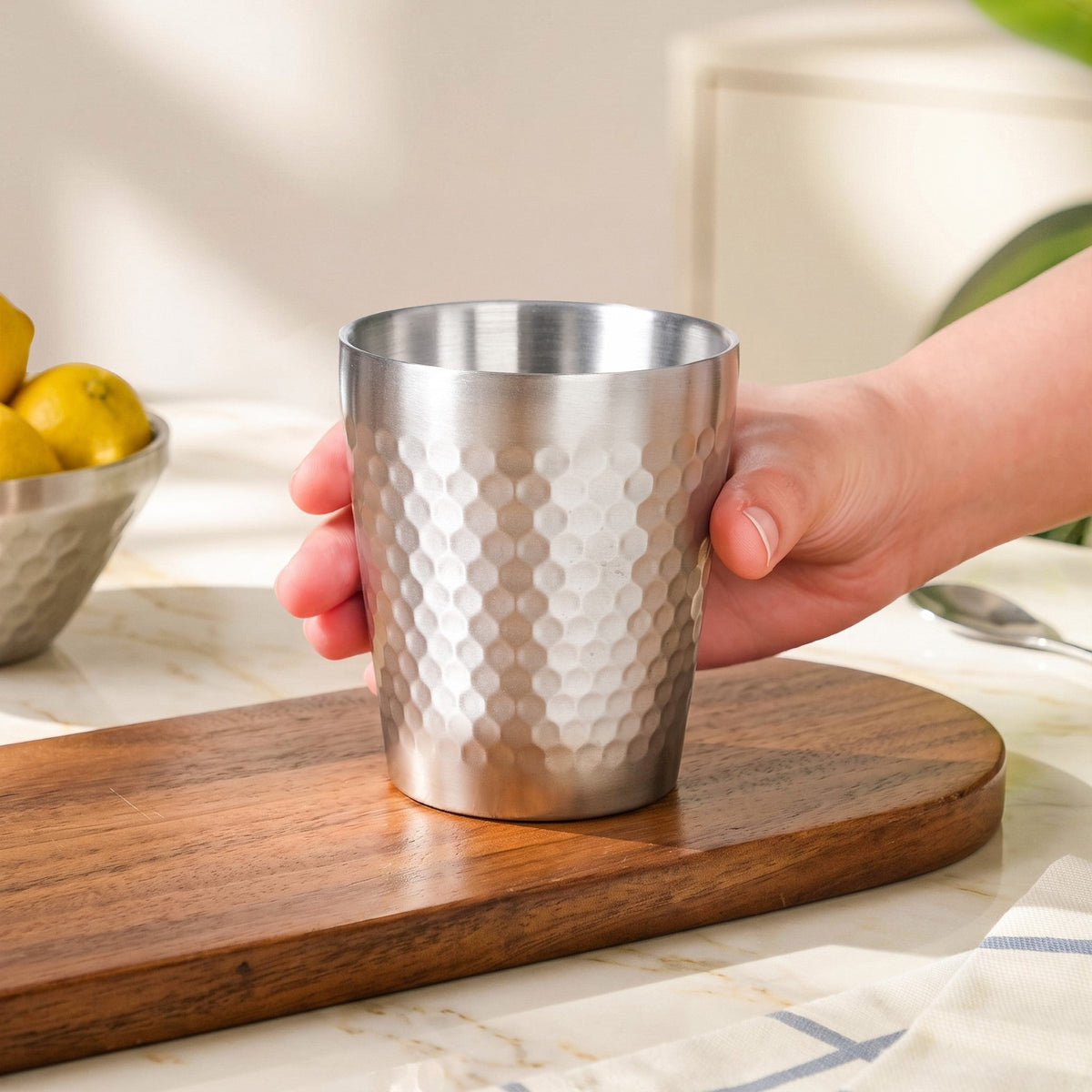 Embossed Stainless Steel Double Wall Matte Tumbler 350ml Nestasia