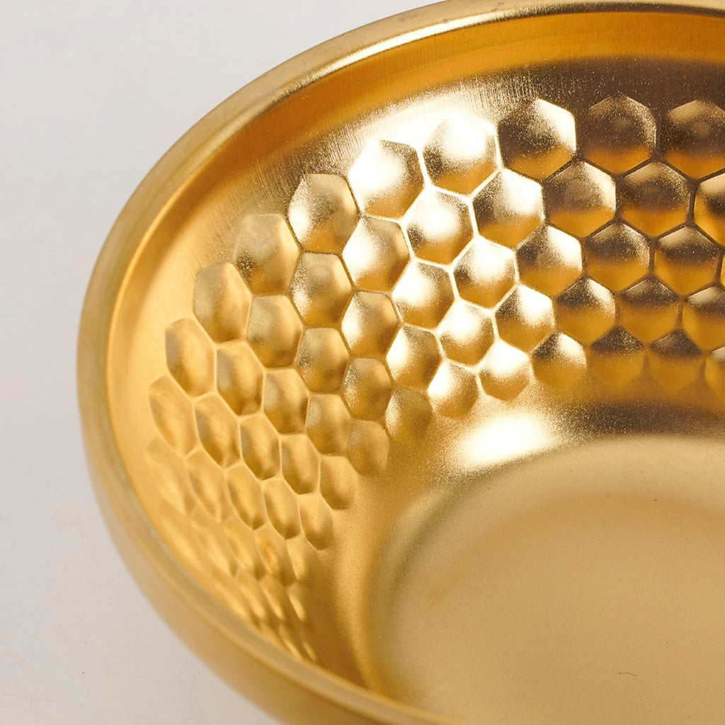 Double Wall Stainless Steel Embossed Snack Bowl Gold 330ml Nestasia