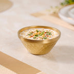 Double Wall Stainless Steel Embossed Snack Bowl Gold 330ml Nestasia