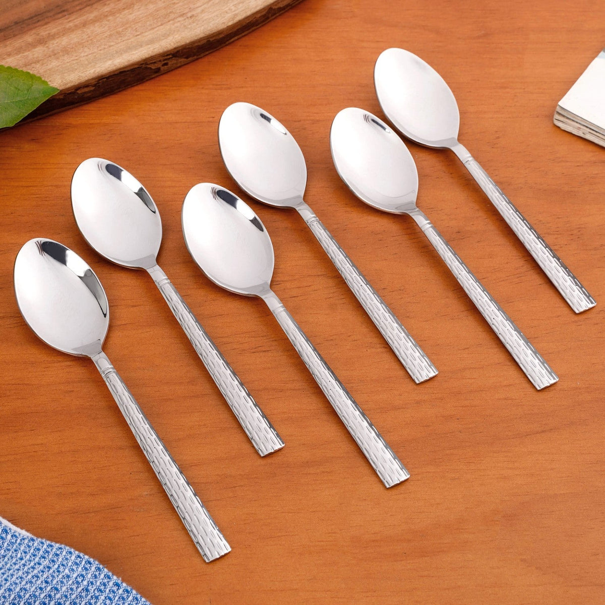 Embossed Stainless Steel Table Spoon And Fork Set Of 12 Nestasia