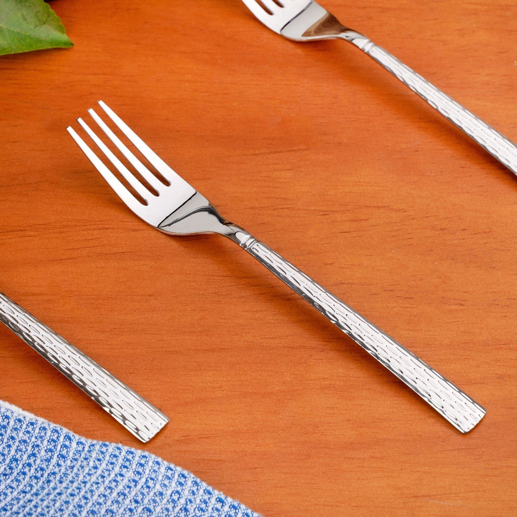 Embossed Stainless Steel Table Spoon And Fork Set Of 12 Nestasia