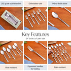 Embossed Stainless Steel Table Spoon And Fork Set Of 12 Nestasia