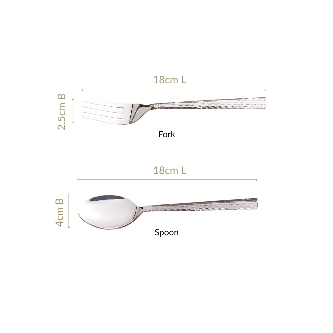 Embossed Stainless Steel Table Spoon And Fork Set Of 12 Nestasia