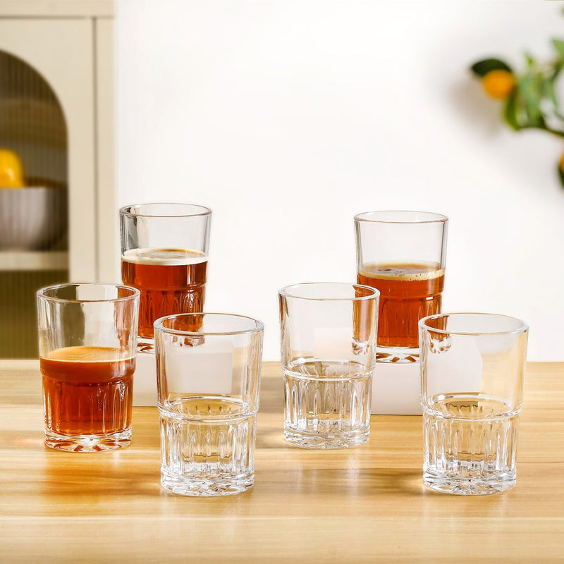 Embossed Tea Glass Set Of 6 190ml Nestasia