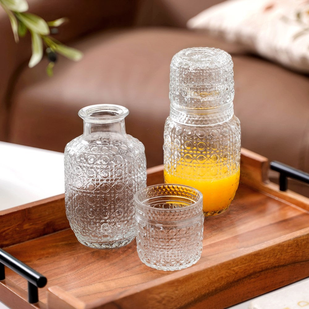 Embossed Bedside Carafe Set Of 2 Nestasia