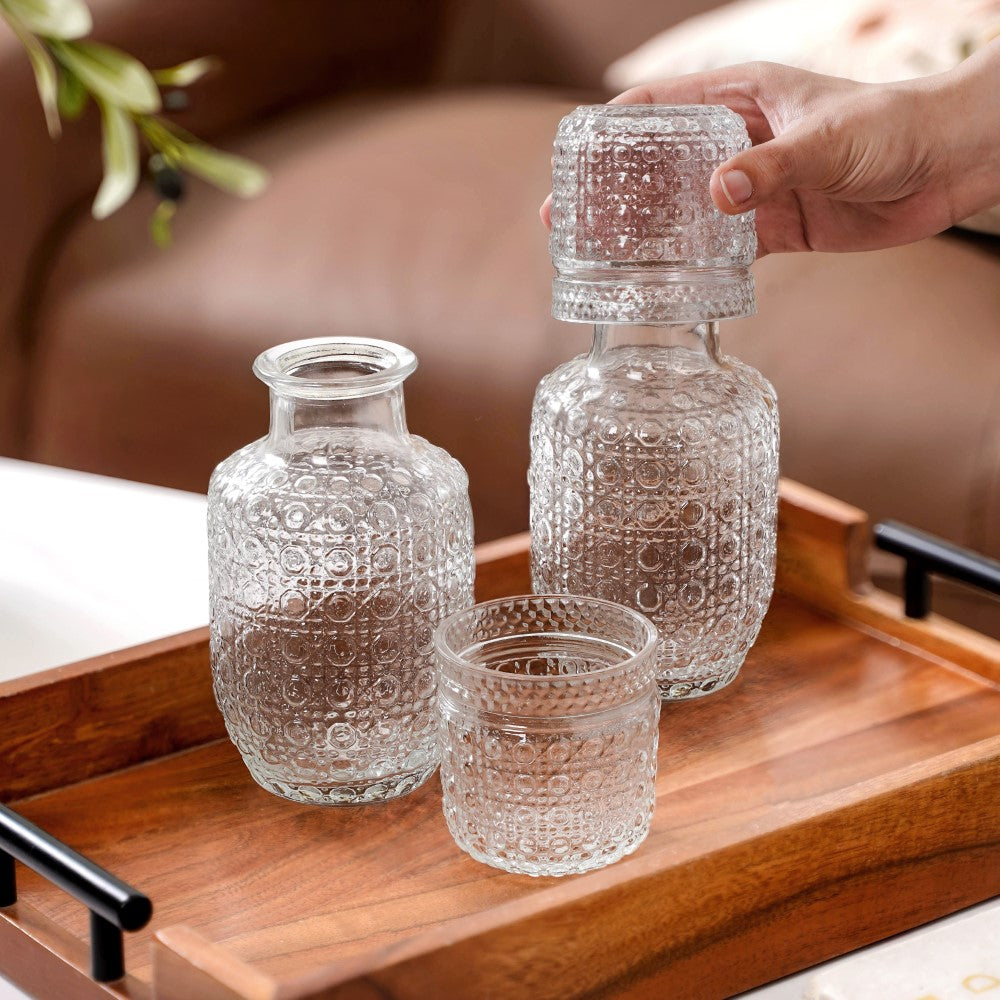 Embossed Bedside Carafe Set Of 2 Nestasia