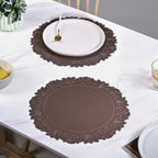 Embossed Brown Round Placemat Set Of 6 Nestasia