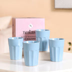 Retro Fluted Small Tumbler Set Of 4 Baby Blue 200ml Nestasia
